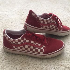 Boys red checked Vans 6Y